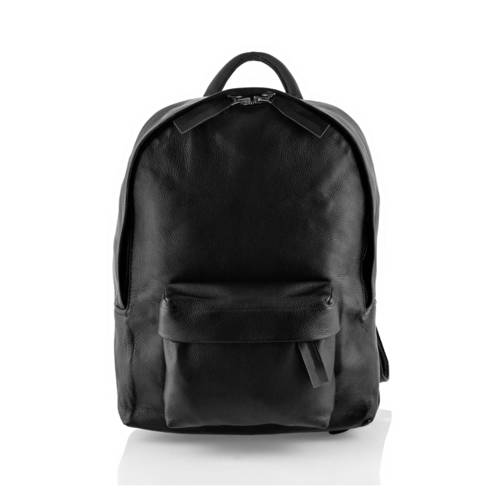 black leather bag