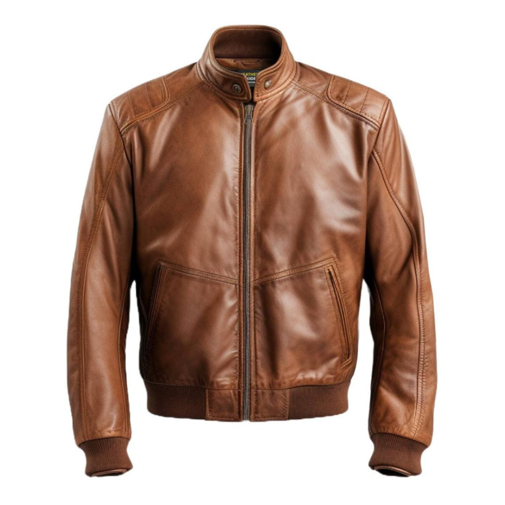 brown leather jacket
